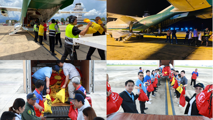 Department of Royal Rainmaking and Agricultural Aviation Helps transport food and drinking water Go to the flooded area